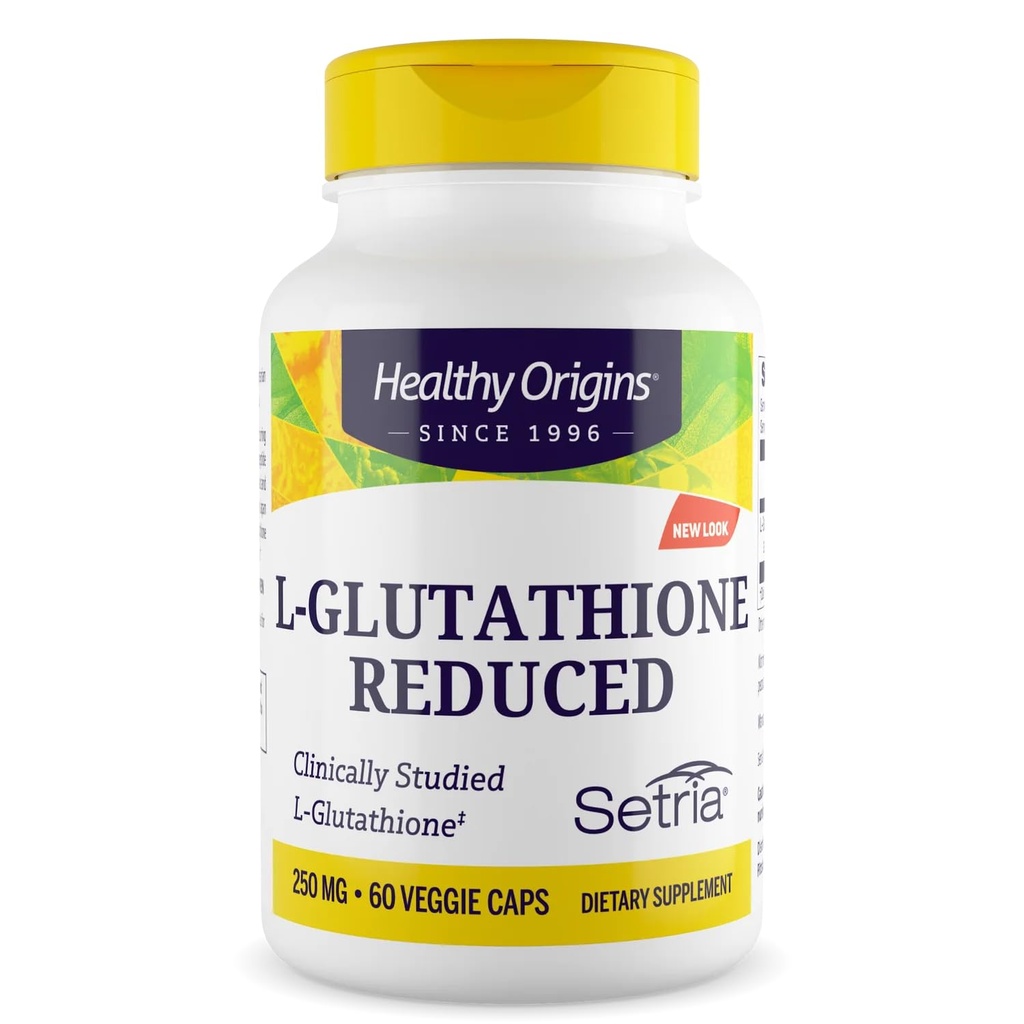 L-Glutathione 250 mg (Setria, Non OGM, Gluten Free, Antiossidante, Supporto Immune, Supporto Pelle), 60 Caps Veggie