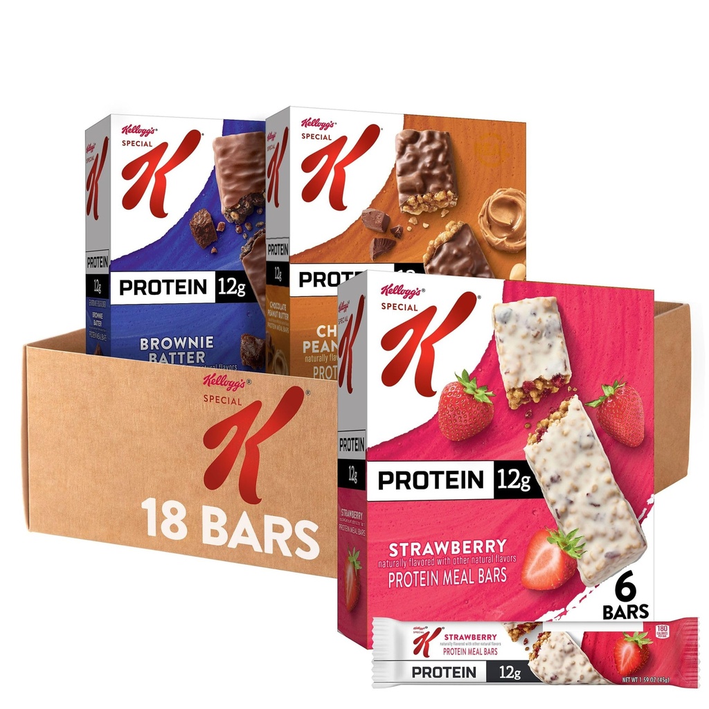 Special K Bar Protein Meal Bar, Meal Sostituzione, Bulk Protein Snacks, Variety Pack (3 scatole, 18 conte)