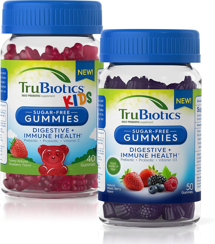 TruBiotics Zucchero-Free Gummies per Digestivo + Salute Immune per Adulti e Bambini Bundle