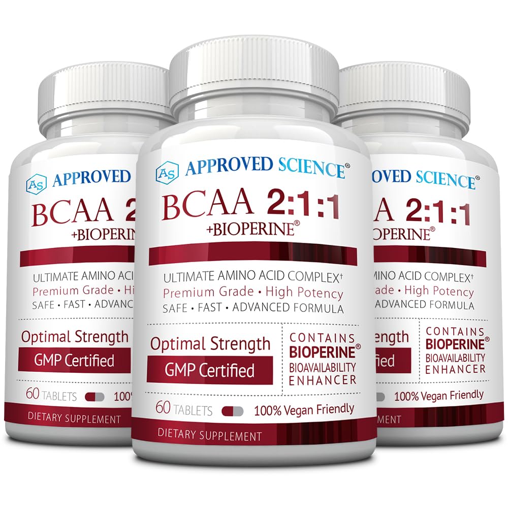 Scienza approvata BCAA Supplemento - 180 compresse - 2400mg - Aumentare le prestazioni e migliorare lo sviluppo muscolare - L-Leucina, L-Isoleucina, L-Valina - Made in USA, Non-OGM