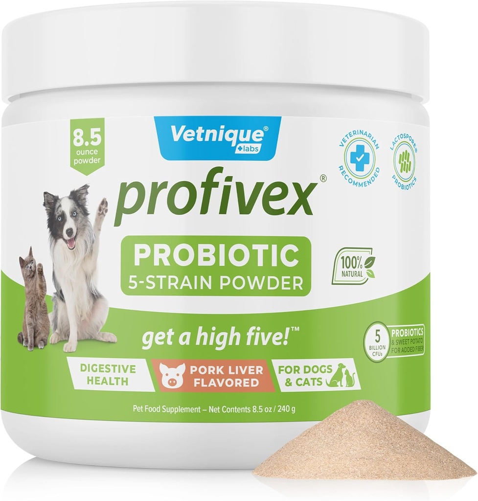 Probiotici Profivex per cani Tutte le Chews & Polvere di Cane Naturale per la Salute Digestiva Integratori Probiotici per Cani 5 Straini di Probiotici & Prebiotici (Powder, 8.5oz)