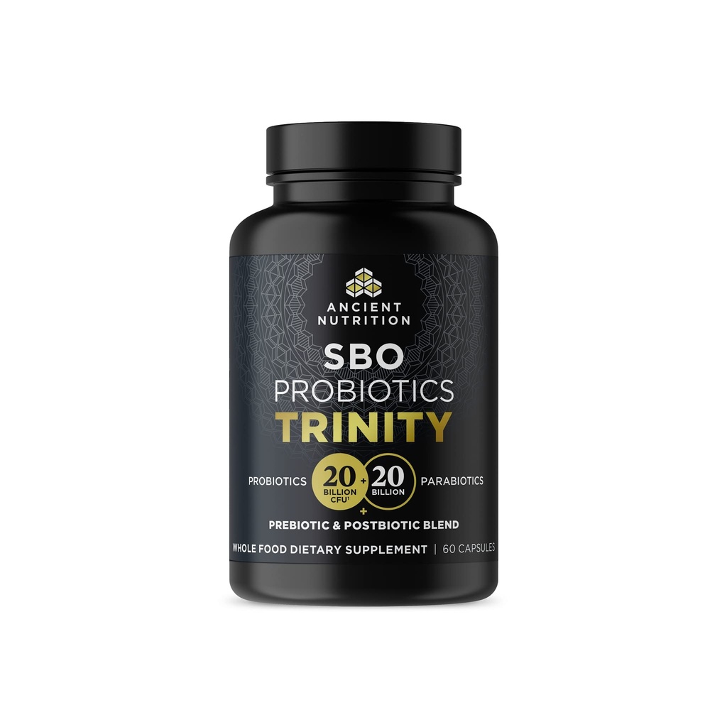 Antica nutrizione SBO Probiotici Trinity Daily Care, Probiotici per la salute digestiva, 40 miliardi di miscela di prebiotici, Probiotici, Postbiotici e Parabiotici riduce occasionale Bloating, 60 conte