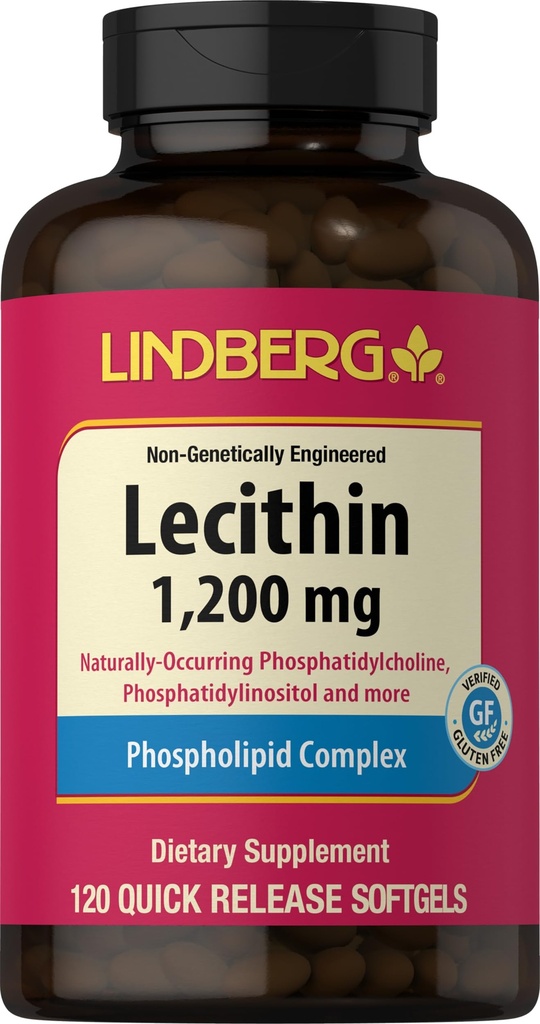 Lindberg Lecithin 1200mg Supplemento | per gli uomini e le donne | 120 capsule softgel | Phospholipid Complex | Non-GMO, Gluten Free