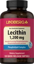 Lindberg Lecithin 1200mg Supplemento | per gli uomini e le donne | 120 capsule softgel | Phospholipid Complex | Non-GMO, Gluten Free