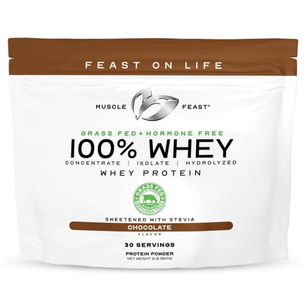 Festa del muscolo 100% polvere di proteine del siero di erba Fed, tutta la naturale ormone Paure ha aumentato la polvere di proteine del siero di latte per le donne e gli uomini- Whey Concentrato, Isolate & Hydrolyzed Protein Powder Blend - Cioccolato, 2lb