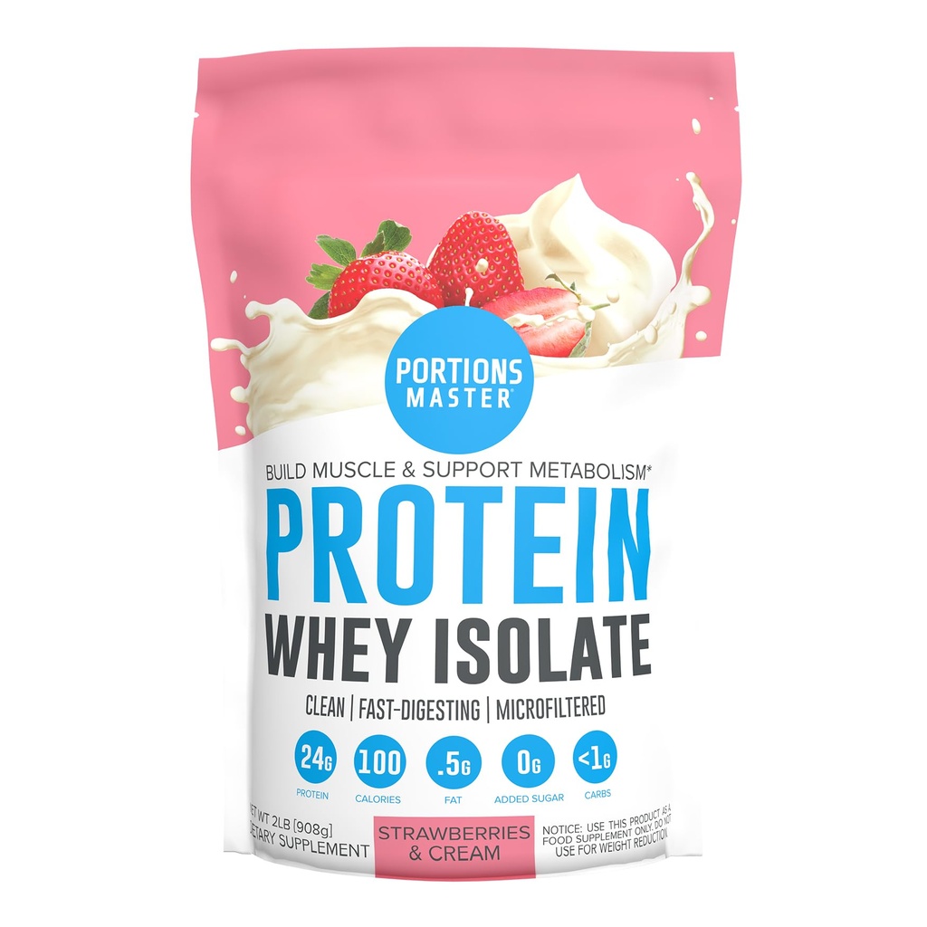 Porte Master CFM Polvere proteica isolata del siero, 2 LB, 23g Carbo basso, basso grasso, freddo-processed, assorbimento rapido, aumento del muscolo & sostegno di recupero (Strawberries & Cream)