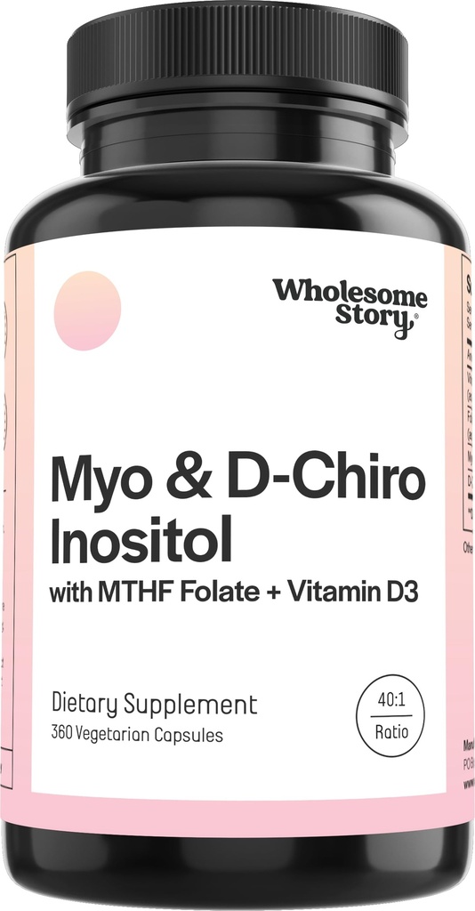 Wholesome Story Myo-Inositol & D-Chiro Inositol + MTHF Folate + Vitamin D3 | 360 Count