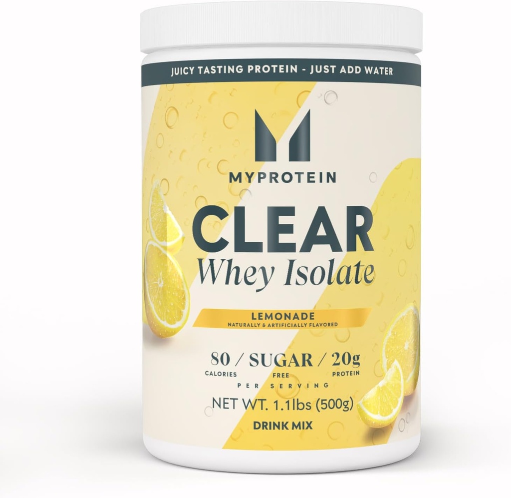 Polvere di proteine isolate di siero di miproteina, 1,1 Lb (20 Serve) Limonata, 20g Proteine per porzione, Miscela di bevanda aromatizzata naturale, assunzione giornaliera di proteine per prestazioni superiori