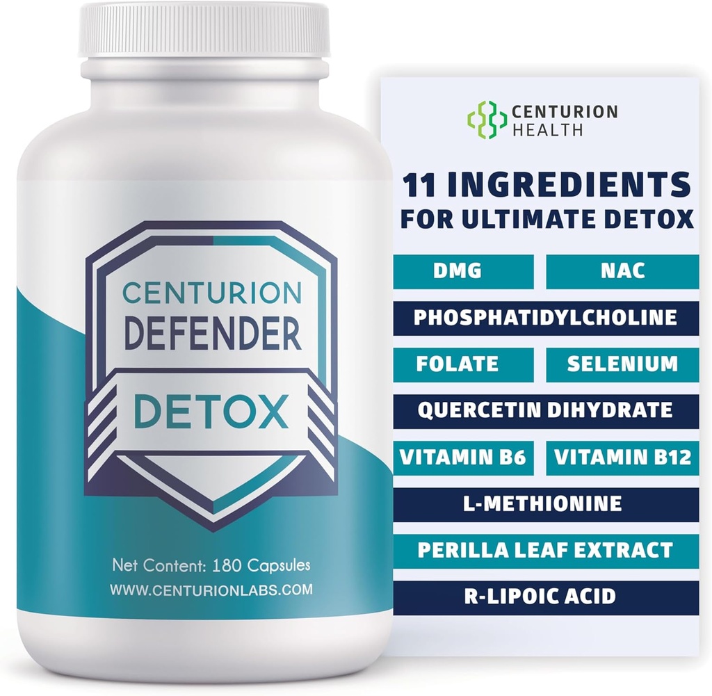 Detox Difensore di Centurione, Detox e Riparazione del fegato Supplemento con Phosphatidylcholine, Vitamina B6, Folate, L-Metionina e acido R-lipoico, 180 Caps