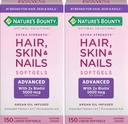 Capelli Bounty della natura, Morbidi di rilascio rapido della pelle e delle unghie, Integratore di vitamina Argan-infuso con acido biotina e ialuronico, Supporta capelli, pelle e salute delle unghie per le donne, 150 conteggio (Pack of 2)
