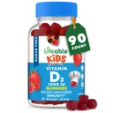 Vitamina D per bambini 1000 UI – Grande Tasting Natural Flavor Gummy Supplement – Gluten Free Vegetarian Chewable – per le ossa forti e sane, per i bambini, adolescenti, Toddler, 90 Gummies