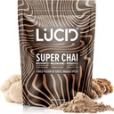 Lucid Superfood Organic Mushroom Chai con Nootropics - Lion's Mane, Tremella, Cordyceps & Turkey Tail - Instant Mushroom Chai Focus Brain Health - Alpha GPC, L-theanine, Ginko Biloba - USA Made