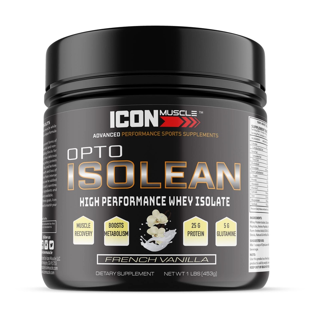 Isolean Whey Protein Isolate Powder, Vanilla, Cioccolato, Fragola, Biscotti e Crema, Caramel salato, Burro di arachidi al cioccolato, 1 Pound (Vanilla)