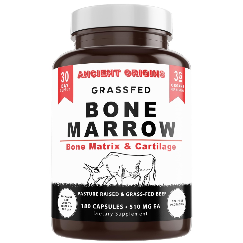 Grass Fed Bone Marrow Supplemento, 3060mg, pelle, salute orale e supplemento di supporto comune, promuove il benessere intero-body, non OGM intero Bone estratto, 180 capsule