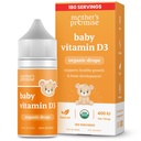 Gocce di vitamina D organica della madre | 100% basata sull'impianto | Crescita sana e sviluppo di ossa | Età Neonato+ | 180 Serve | Baby Vitamin D3 Liquido per neonati e bambini | 400 IU per i bambini