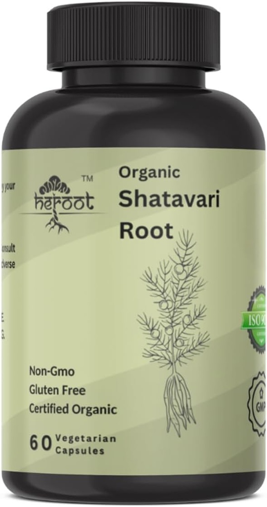 Organic Shatavari Root 500mg (Asparagus racemosus) Rilievo mestruale della canapa, supporto di menopausa e salute delle donne | 60 capsule | Supporto del bilanciamento ormonale