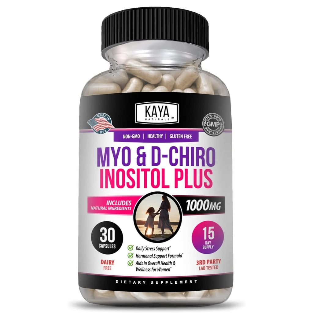 Kaya Naturals Myo & D-Chiro Inositol Plus Supporto per le donne, Vitamina B8-30 capsule