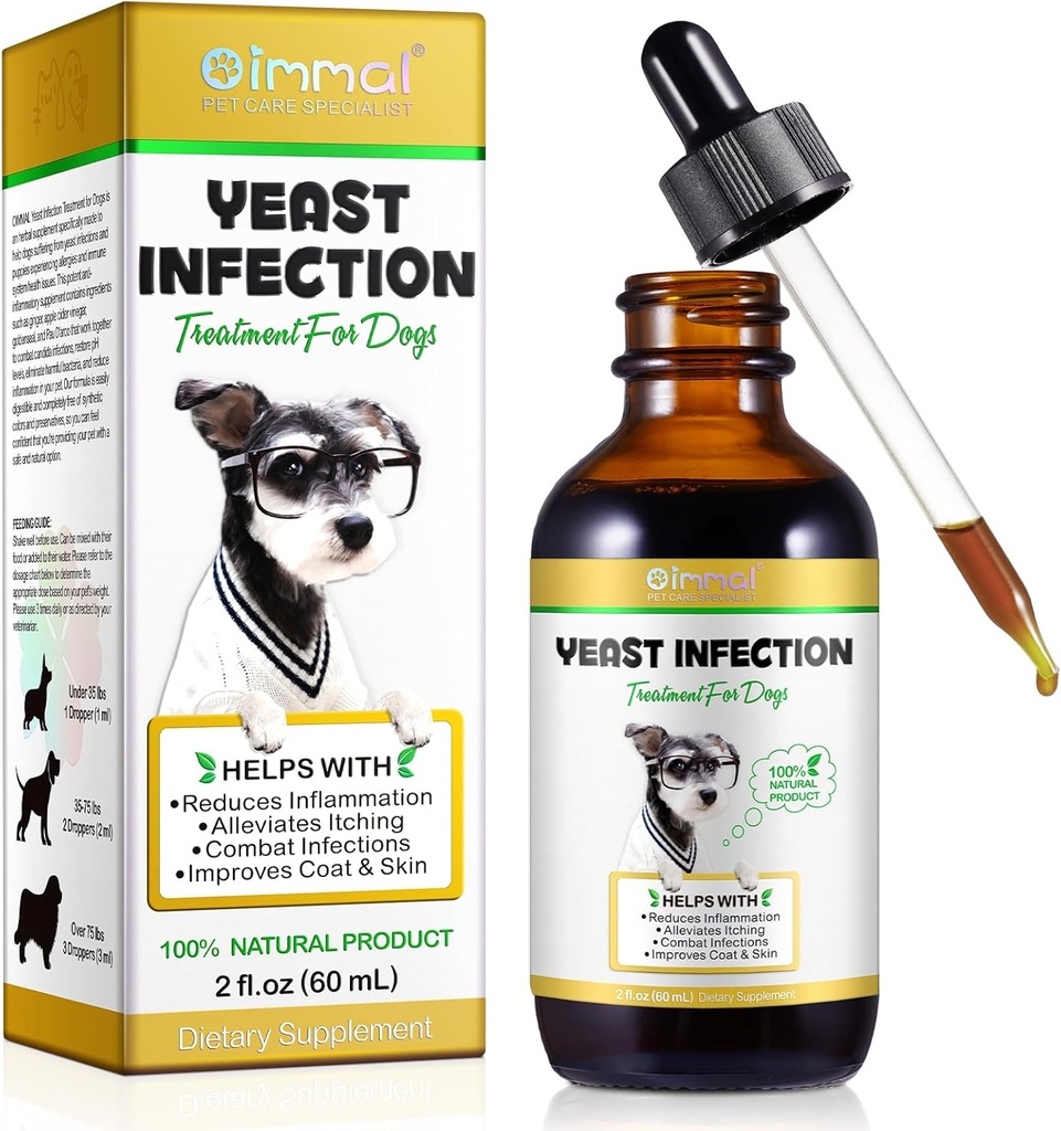 Trattamento naturale dell'infezione del lievito per cani, sollievo dell'allergia del cane, sollievo dell'itch della pelle supporta sollievo sano, infiammazione, allevia prurito, lievito di allergia del cane di sollievo