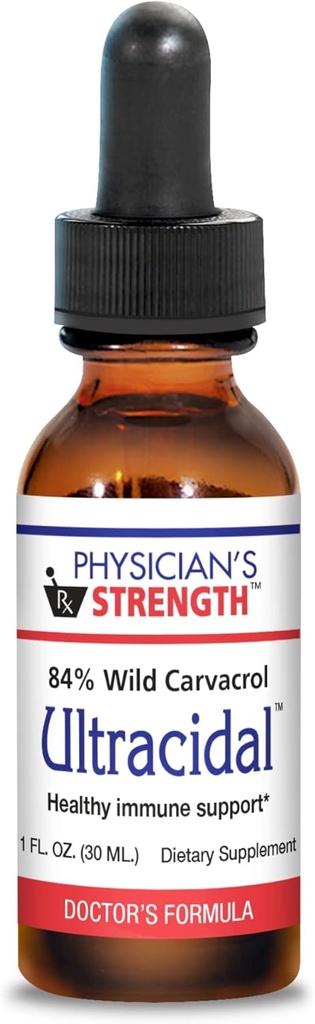 Forza del medico Ultracidal - 30 mL - Wild-Source, Olio di origano ad alto contenuto di carboidrati - Fornisce supporto immunitario sano - 86 Serve