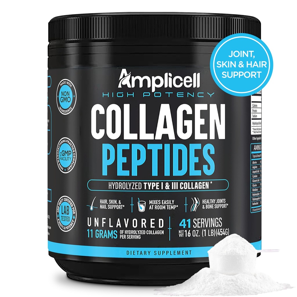 Multi Collagen Peptides Polvere – Integratore proteico idrolizzato con Tipo 1 & 3 – Grass Fed, Unflavored, Keto & Paleo Friendly – Capelli, Pelle, Unghie, Giunti per Donne & Uomini – 41 Serve