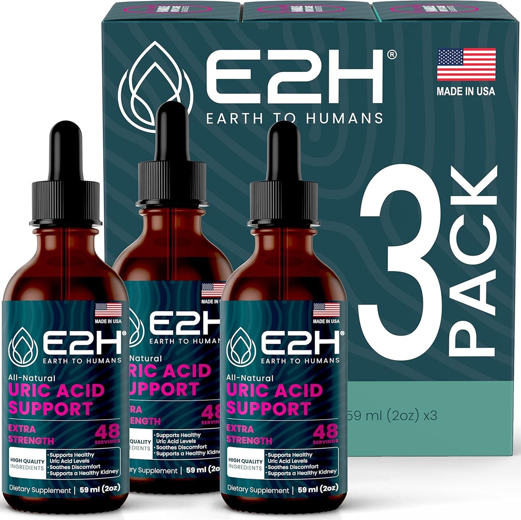 E2H Uric Acid Support Supplemento - Tart Cherry and Devil’s Claw - Supporta la salute dell’acido urico e la funzione del rene Non-GMO - Vegan - (3 bottiglie)