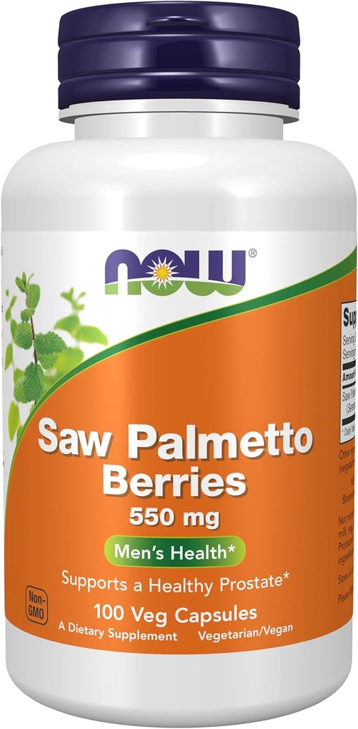 NOW Integratori alimentari, Sega Palmetto Berries (Serenoa repens) 550 mg, Salute degli uomini*, 100 capsule di veg