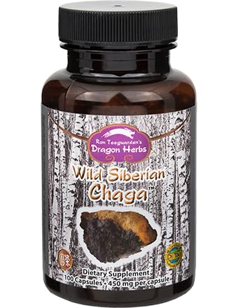 Dragon Herbs - Wild Siberian Chaga Capsules - 100 Capsule, 450 mg Ogni