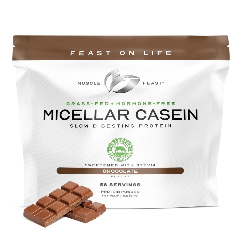 Polvere di proteina della caseina micellare dell'erba della festa del muscolo, pasta ha aumentato e l'ormone libero, proteine della caseina di digestione lenta - supporta il recupero del muscolo di notte, polvere di proteine senza glutine - cioccolato, 4lb