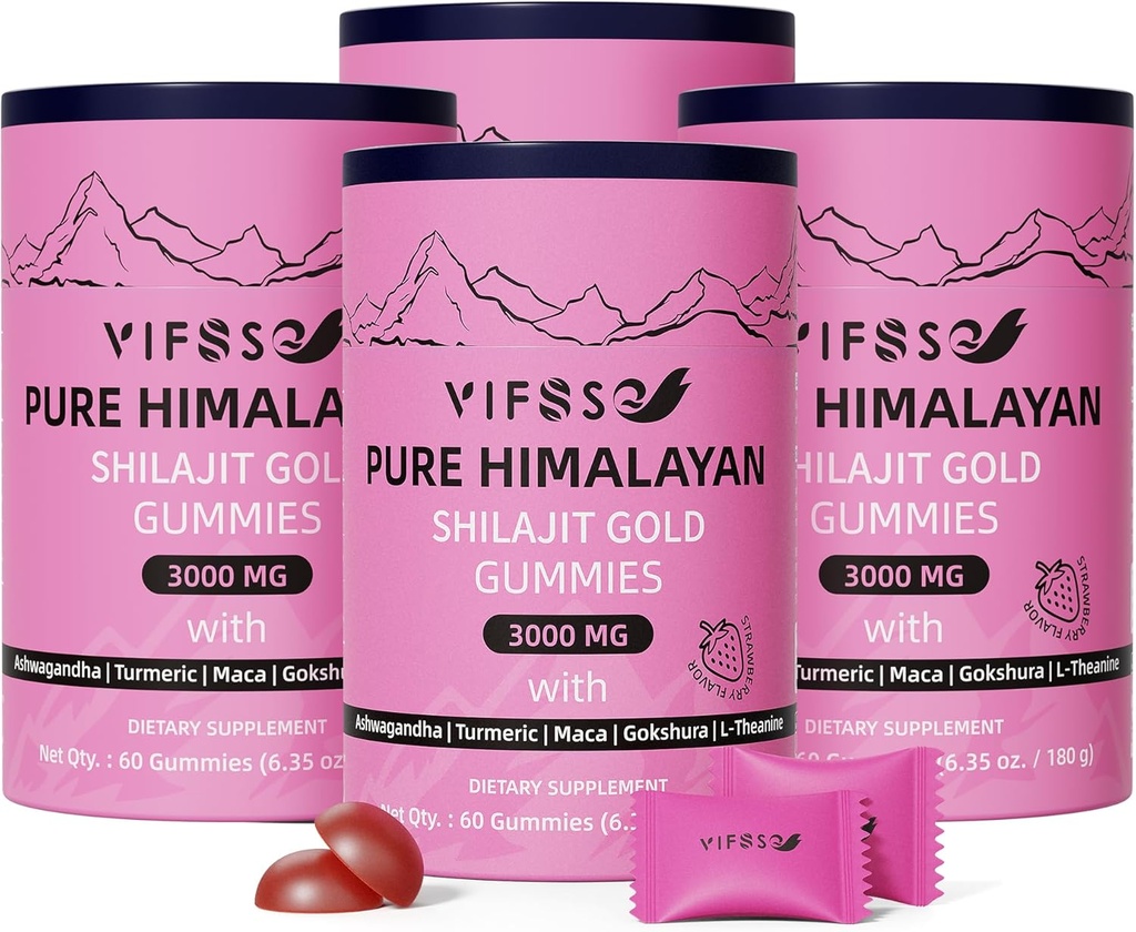 Shilajit Gummies, 3000 Mg Shilajit Pure Himalayan Organic con Ashwagandha, Gummie senza zucchero per uomini e donne, Shilajit Supplement, Shilajit Nature Shilajit per l'energia, 240 Gummies