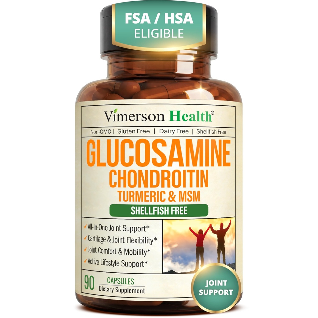 Glucosamina Chondroitin MSM – Integratore di supporto congiunto per le donne e gli uomini con Glucosamine Sulfate 1500 mg, Condroitina e MSM – per il cartilage, Joint Health e Flessibilità – 90 capsule