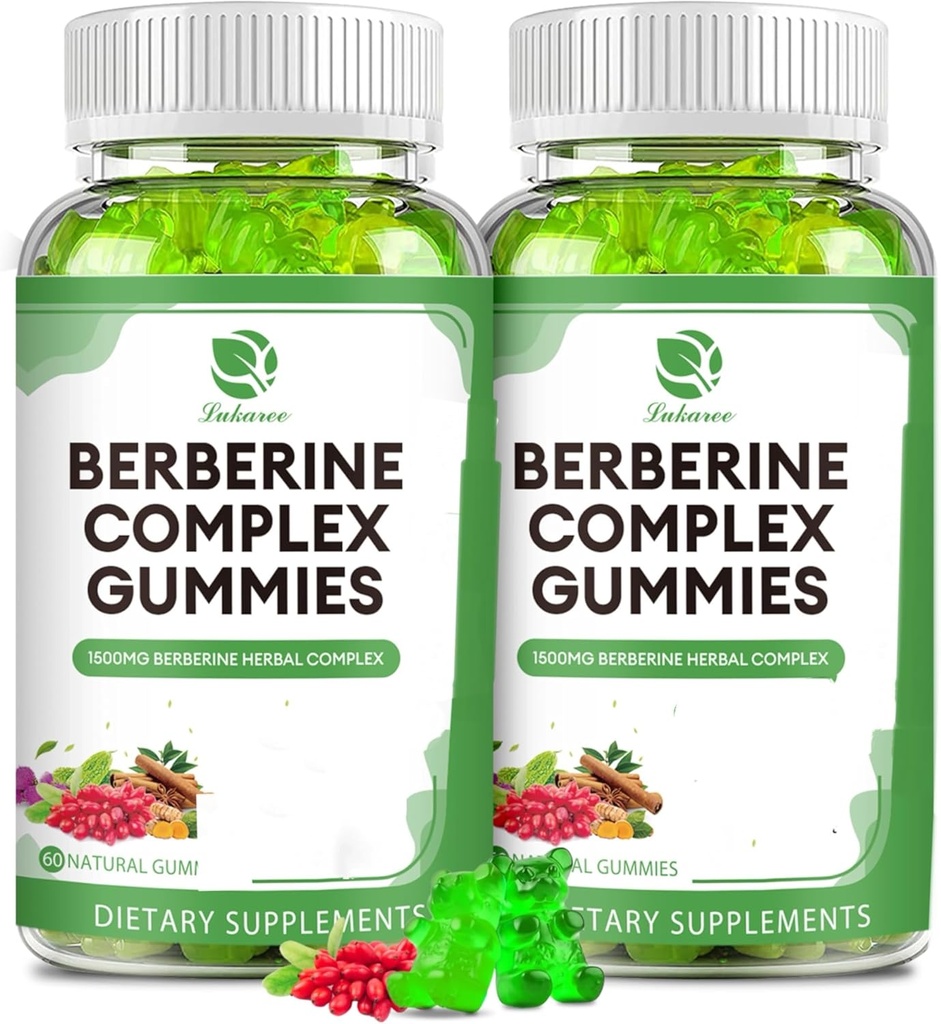 Berberine Complesso Gummies- Berberina con Ceylon Cinnamon, Turmerico, Latte Thistle Bitter Melon per la salute immunitaria complessiva -120 conti