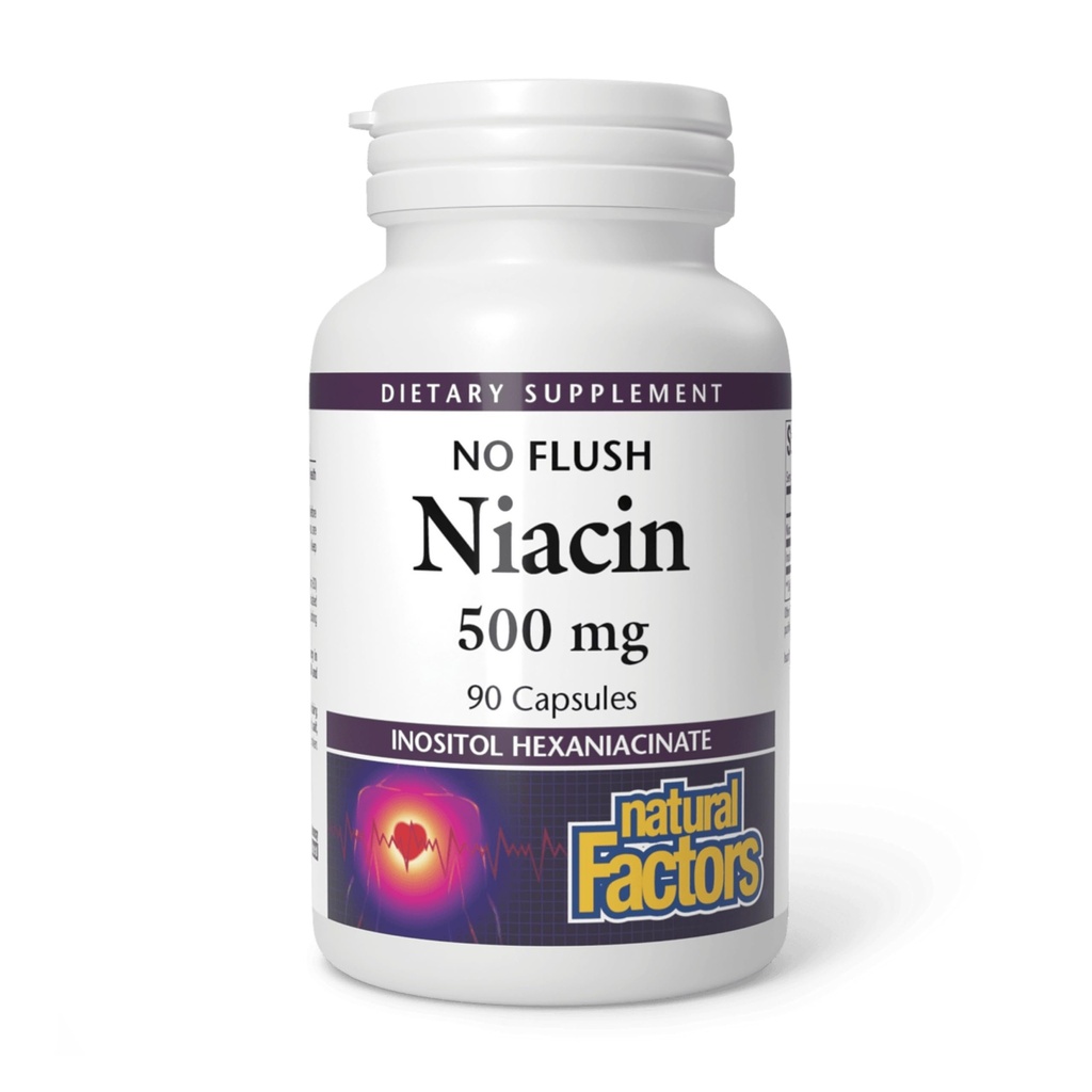 Fattori naturali No Flush Niacin 500 mg, 90 compresse
