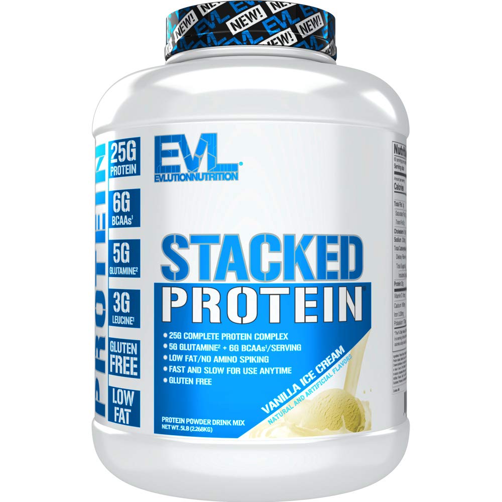 Nutrizione Nutrizione Polvere proteica stacked con 25 grammi di proteine, 6 grammi di BCAA e 5g di Glutamina (Vanilla Ice Cream, 5 LB)