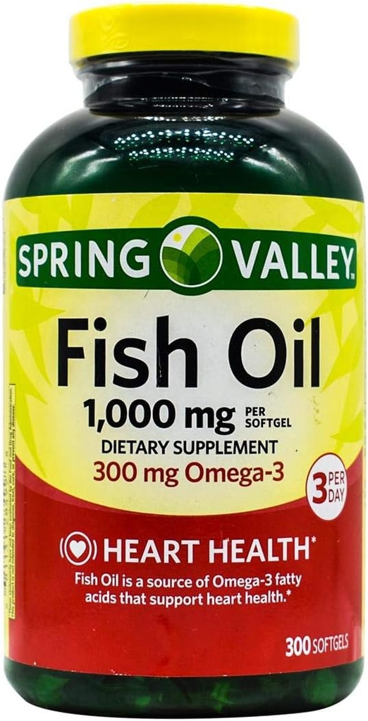 Valle di primavera - Olio di pesce 1000 mg, 300 Softgels