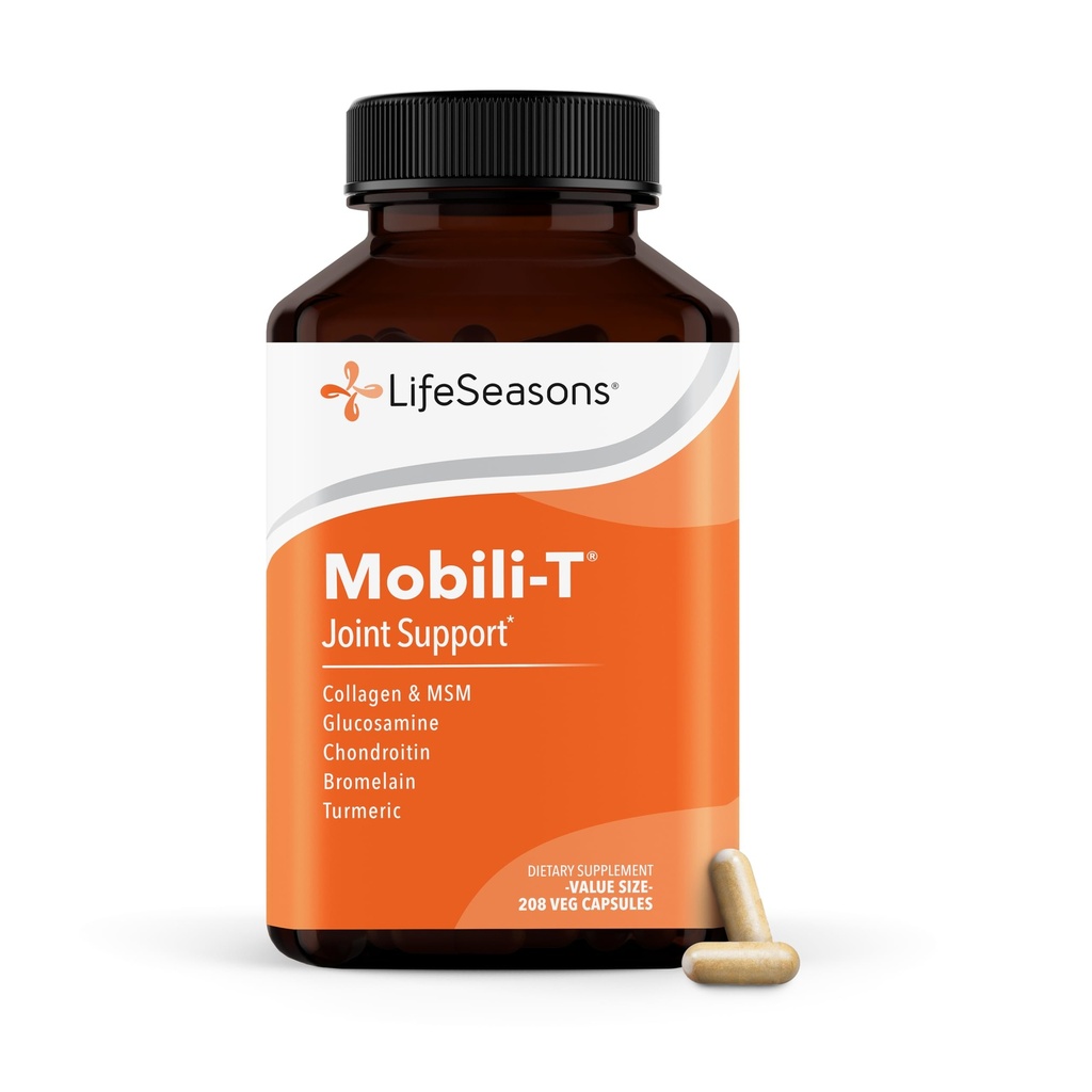 LifeSeasons Mobili-T - Integratore di supporto congiunto - Riduce Aches & Discomforts - Aumenta la gamma di movimento - Ricostruisci tessuto & cartilage - MSM Chondroitin Collagen Glucosamine & Turmeric - 208 Capsule