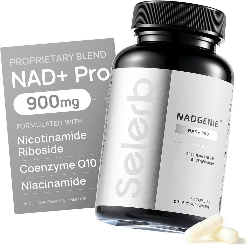 Selerb NR900 - NAD+ Supplemento per il supporto per l'invecchiamento della pelle, supporto per l'energia cellulare e messa a fuoco, alta potenza - 60 conteggi - Integratori di benessere