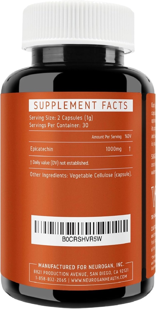 Potente Epicatechin capsule 500mg Ogni,1000mg/serving - Supporto avanzato per l'ossido nitrico, la salute del muscolo e la resistenza - per gli atleti Cercando prestazioni bordo - 30.000 Totale, 60ct. Made in Italy