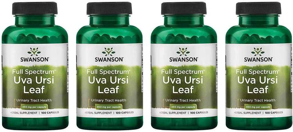 Swanson Full-Spectrum Uva Ursi Leaf - Integratore Herbal Supporting Kidney & Urinary Tract Health - May Support Cardiovascular System Function & Bladder Health - (100 Capsule, 450mg Ogni) 4 Pack