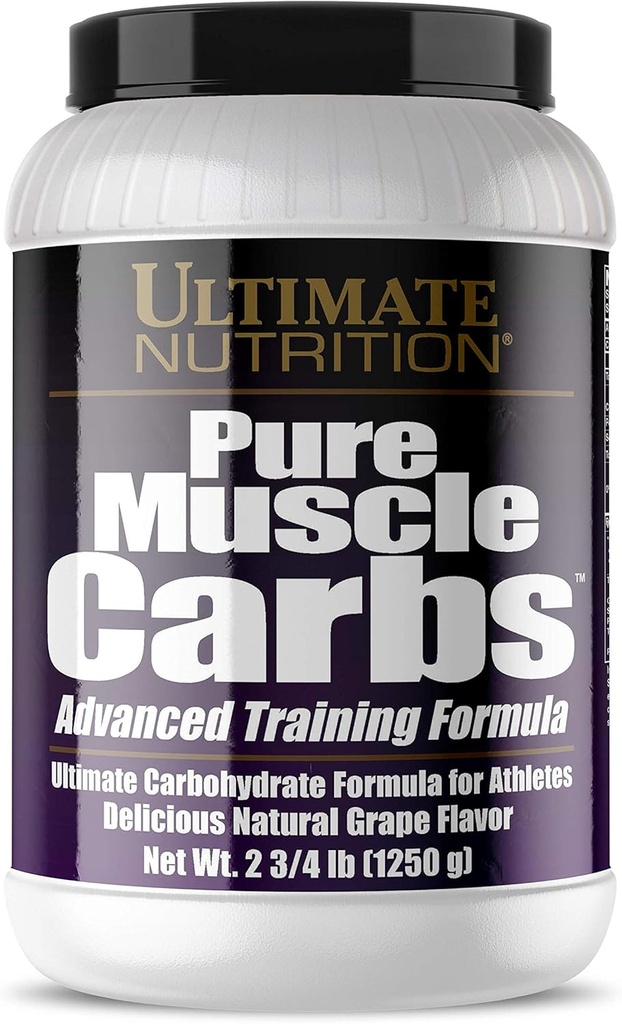 Ultimate Nutrition Pure Muscle Carbs - Polvere complessa di carboidrati per l'energia sostenibile - No Fat, No Colesterolo -Calorie per muscolo Gainers e atleti, Uva, 2.75 Pounds