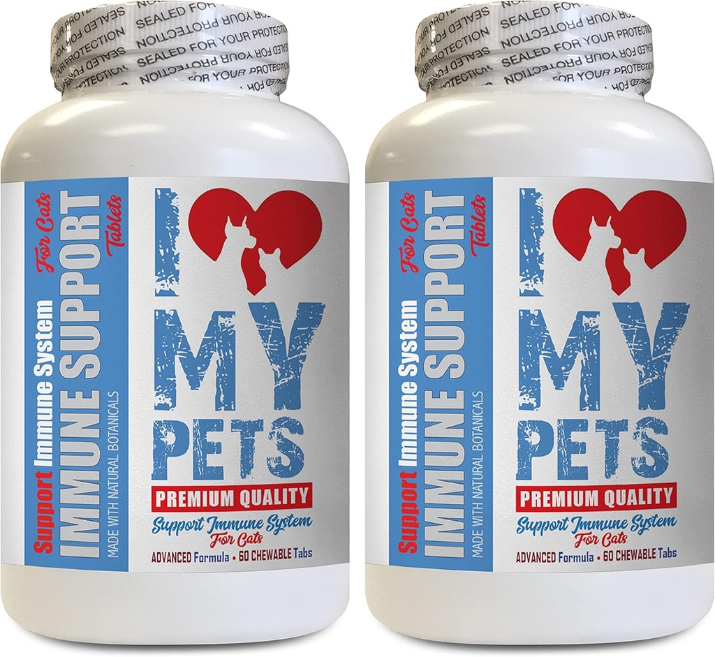 I LOVE MY PETS LLC cat Immune System - CAT Immune Support - Booster - Healthy Supplement - Immune System for Cats - 120 Treats (2 Bottiglie)
