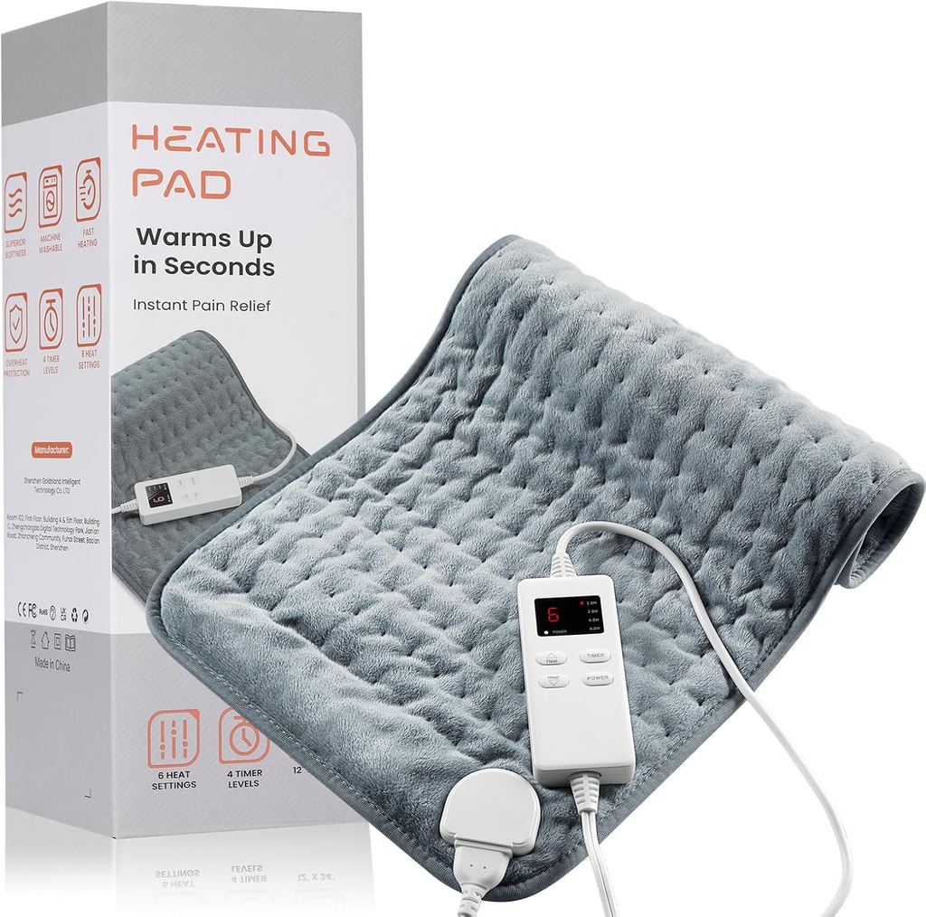 Pad riscaldante per la schiena dolore &amp; cassoni, KOT riscaldamento pad con Auto Shut Off Large, 6 impostazioni di calore Electric Heated Pad, regali per le donne, regali per gli uomini, 12" x 24"