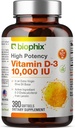biophix Vitamin D-3 10000 IU 380 Softgels - Alta potenza in Olio Extra Vergine di Oliva Supporti Soy-Free Non OGM Forti Bones Salute Immune