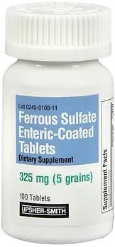Ferrous Sulfate 325mg Compresse con rivestimento enterico 100 Conte