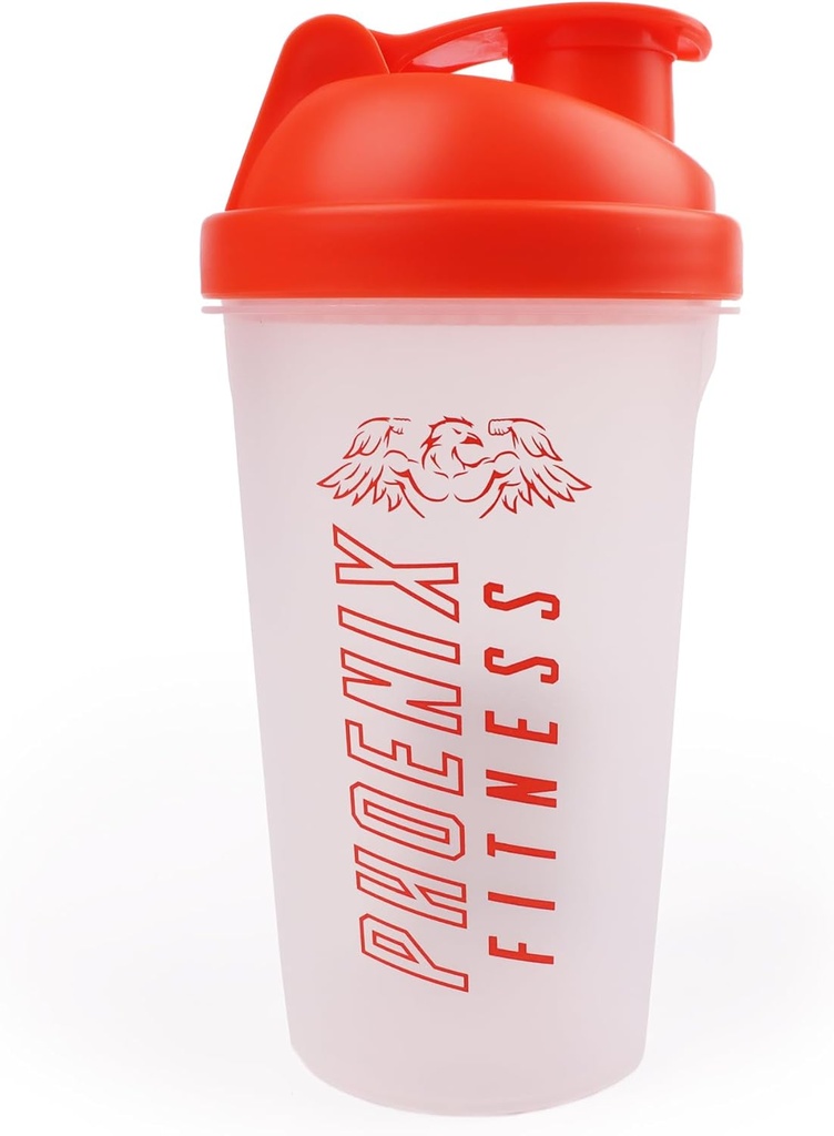 Bottiglia di Shaker Proteine Phoenix Fitness - 500ml a prova di perdite Bottiglia con tappo a vite e griglia in rete - Lavastoviglie Cassaforte BPA Free Sports & Gym Bottiglia - Arancione