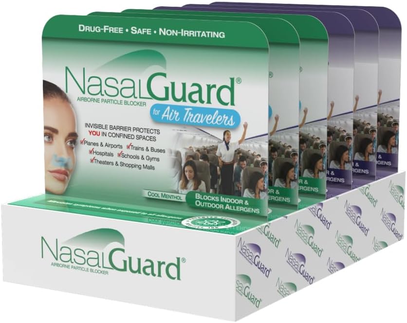 Gel nasale del bloccante di particelle dell'aria per i viaggiatori dell'aria - senza droghe, non irritante, non doloroso, aereo viaggio approvato - oltre 150 applicazioni per tubo (Mixed, 3g, pacchetto di 6)