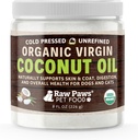 Paws Raw Organic Virgin Coconut olio per cani e gatti, 8-oz - Supporta il sistema immunitario, la digestione, la salute orale, tiroide - tutto naturale allergia sollievo per cani - Hairball Relief
