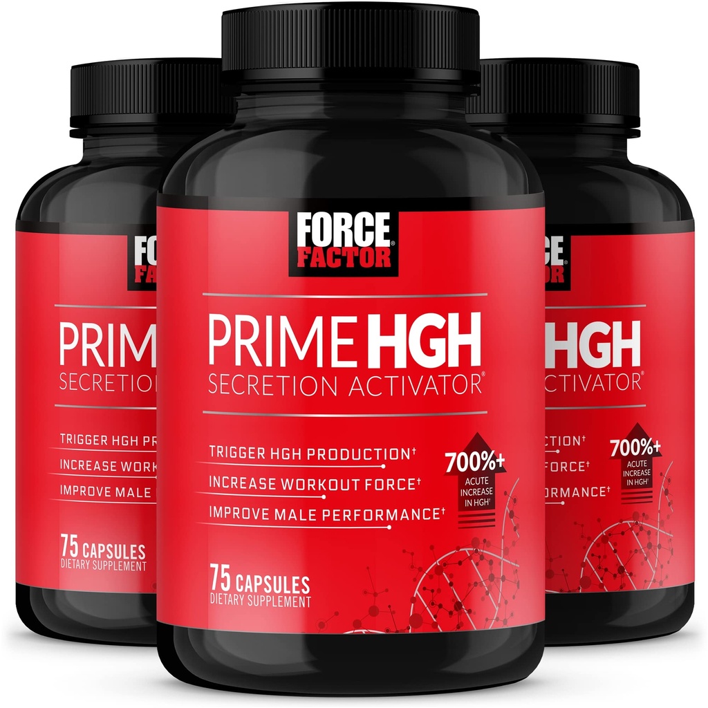 FORCE FACTOR Prime HGH Segrezione attivatore, 3-Pack, HGH supplemento per gli uomini con clinicamente studiato AlphaSize per aiutare Trigger HGH produzione, aumentare la forza di allenamento, &amp; migliorare le prestazioni, 225 conte