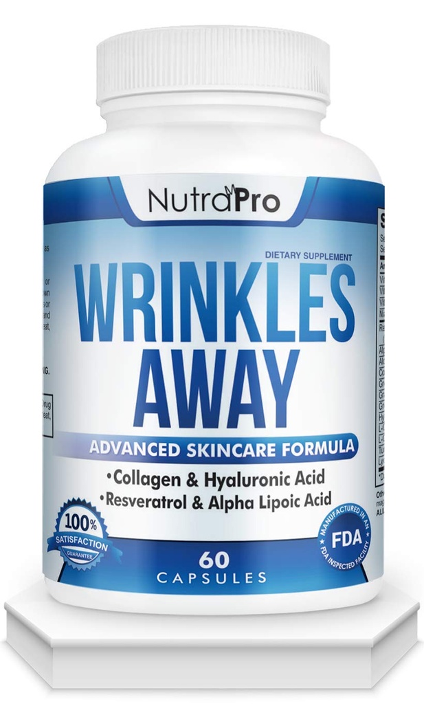 NutraPro Anti rughe e vitamine della pelle senza età - Complesso di riparazione dermica per la riparazione della pelle con collagene & resveratrolo & Alfa - Acido lipoico & Acido ialuronico Supplemento per rinnovare la pelle