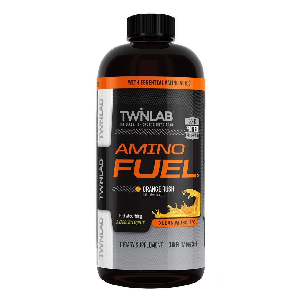 Twinlab Amino Fuel - Pre-Workout e Post-Workout Energy Drink & Supplement -16 fl oz, Orange Rush