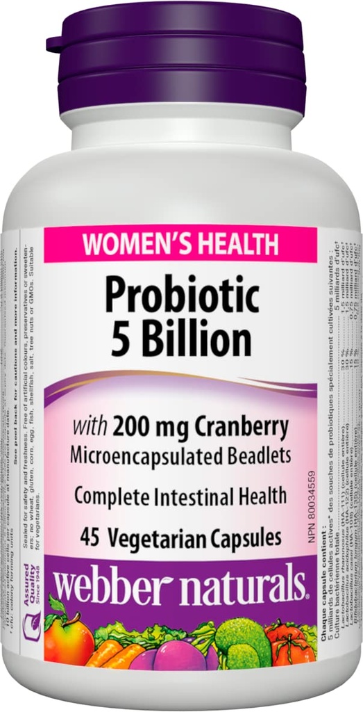 Webber Naturals Multi Probiotico femminile con mirtillo, 45 capsule